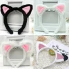 bandeau de sauna en fourrure pour chaton, oreilles d'animaux en peluche, bandeau de dessin animé pour le maquillage, le lavage du visage, le costume, les accessoires pour cheveux