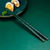 ensemble de baguettes alimentaires coréennes, bâtonnets à sushi, baguettes non aldes, baguettes de service pour hôtel et restaurant, vert et or, 5 paires