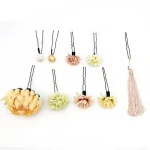 Bijoux Style japonais fleur fourchettes à cheveux fleur à la main japonais Kimono pinces à cheveux tissu Vintage glands bâton de cheveux filles