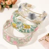 bandeau élégant en mousseline de soie brodée de fleurs pour femmes, décoration de cheveux doux, bandeau de sauna, cerceau, turban, accessoires de cheveux à la mode