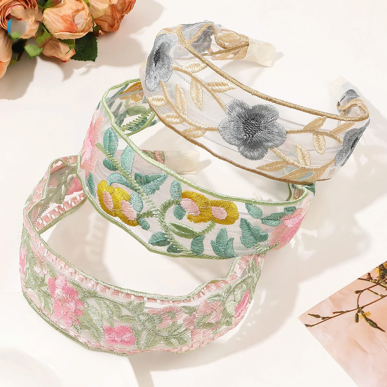 bandeau élégant en mousseline de soie brodée de fleurs pour femmes, décoration de cheveux doux, bandeau de sauna, cerceau, turban, accessoires de cheveux à la mode bandeau élégant en mousseline de soie brodée de fleurs pour femmes, décoration de cheveux doux, bandeau de sauna, cerceau, turban, accessoires de cheveux à la mode