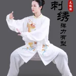 Uniforme de chapelle Tai brodé tête de dragon, tenue d&rsquo;entraînement de la chapelle Ba Duan Jin Tai pour femmes et hommes et costume de performance de Kung Fu