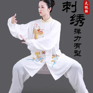 Uniforme de chapelle Tai brodé tête de dragon, tenue d&rsquo;entraînement de la chapelle Ba Duan Jin Tai pour femmes et hommes et costume de performance de Kung Fu