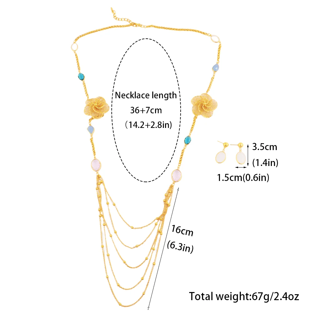 ensembles de colliers indiens de mariée, longues chaînes en acier inoxydable plaqué or 24 carats pour femmes, nouvelles chaînes de clavicule pour filles, cadeaux de vacances ensembles de colliers indiens de mariée, longues chaînes en acier inoxydable plaqué or 24 carats pour femmes, nouvelles chaînes de clavicule pour filles, cadeaux de vacances