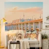 décoration de chambre japonaise avec lapin dessiné à la main, tenture murale, tapisserie, illustration, mignon, sonramé, anime, ado, indie, chambre à coucher