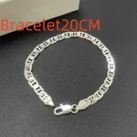 Collier en argent sterling 925, chaîne japonaise plate de 6mm, bracelet, bijoux pour hommes et femmes, cadeau 20cm, or 18 carats
