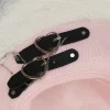 béret japonais harajuku y2 mode lolita chapeau jk chapeau fille béret mignon pu chaîne coeur amour laine kawaii femmes chapeau accessoires