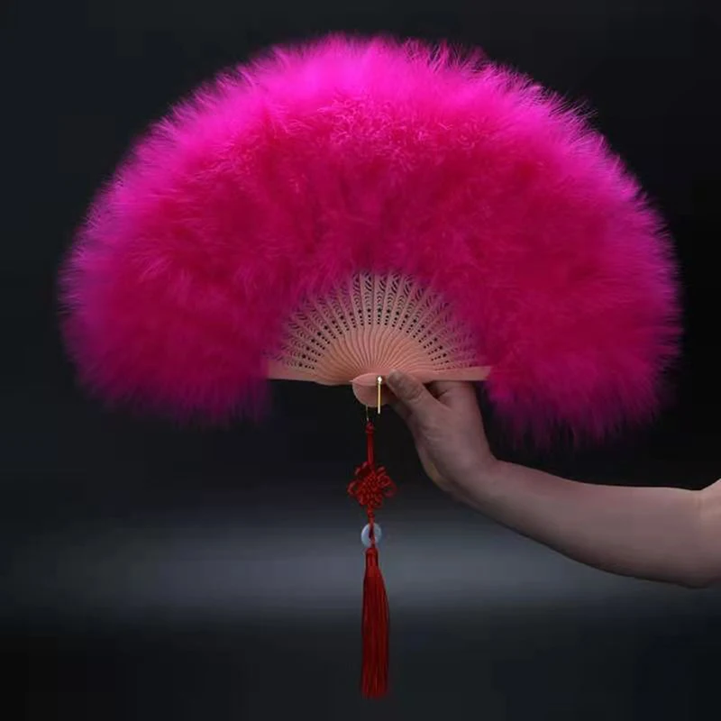 Éventail pliable à plumes pour fille, style gothique, japonais, doux, féerique, danse de cour Éventail pliable à plumes pour fille, style gothique, japonais, doux, féerique, danse de cour