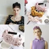bandeau rose fait à la main pour femmes, voile brillant de style coréen, bandeau à pression à large bord, accessoires pour cheveux de photographie de mariée à la mode