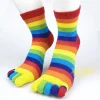 Chaussettes à cinq doigts à rayures arc-en-ciel pour femmes, coton peigné, fendues, Parker, chaudes, colorées, mi-longues, hiver Chaussettes à cinq doigts à rayures arc-en-ciel pour femmes, coton peigné, fendues, Parker, chaudes, colorées, mi-longues, hiver