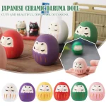 Breloque porte-bonheur japonaise en céramique, artisanat de beurre de Daruma, ornement de paysage, décoration d&rsquo;intérieur, accessoires de bureau, fortune l&rsquo;inventaire, cadeaux, V0B5, 2023