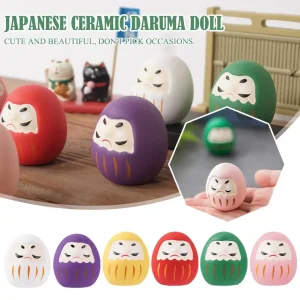 Breloque porte-bonheur japonaise en céramique, artisanat de beurre de Daruma, ornement de paysage, décoration d&rsquo;intérieur, accessoires de bureau, fortune l&rsquo;inventaire, cadeaux, V0B5, 2023