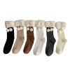 chaussettes kawaii pour femmes, boule de cheveux japonaise, mignonnes, douces, lolita jk, mi tube, confortables, en coton de haute qualité, pour filles, hiver