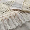 rideau court en dentelle géométrique creuse, café léger simple japonais avec pompon beige, pour salon, chambre à coucher, baie vitrée