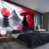 grande tapisserie murale imprimée suspendue tarot hippie tapis muraux style japonais décor mural japonais samouraï ninja guerrier tapisserie