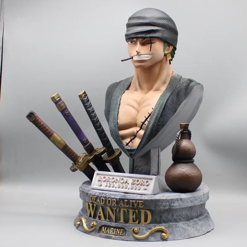 roronoa zoro anime bust action figure modèle, grande statue collection, décoration de bureau, ornement jouets, cadeaux garçons, 37.5cm, 1 pc roronoa zoro anime bust action figure modèle, grande statue collection, décoration de bureau, ornement jouets, cadeaux garçons, 37.5cm, 1 pc