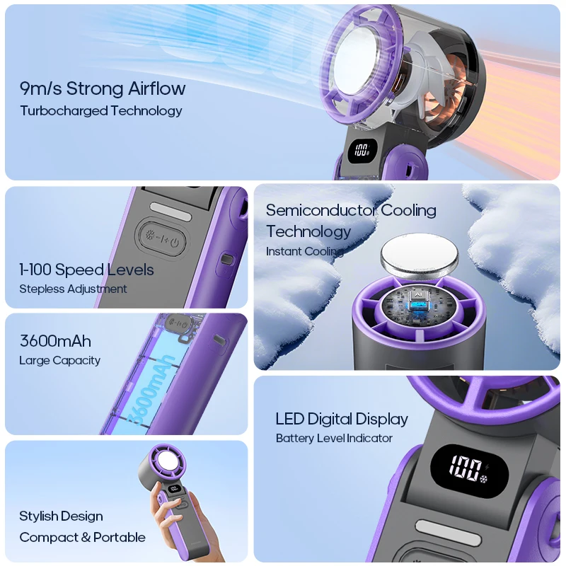 kinscoter ventilateur portatif pliable extérieur mini refroidissement rechargeable 3600 mah 100 niveaux contrôle gratuit ventilateur turbo haute vitesse kinscoter ventilateur portatif pliable extérieur mini refroidissement rechargeable 3600 mah 100 niveaux contrôle gratuit ventilateur turbo haute vitesse