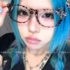 lunettes kawaii rétro anime, accessoire décoratif y2k, cadres de dessins animés sans lentilles, cadeaux à la mode pour filles