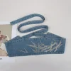 ceinture de taille hanfu brodée décorative, large ceinture en jean, robe artistique ethnique de style ancien, décontractée pour femmes, simple cercle...