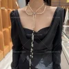 collier multicouche élégant à franges en perles, niche haut de gamme, sensation asymétrique, chaîne de cou drapée, collier vintage tendance