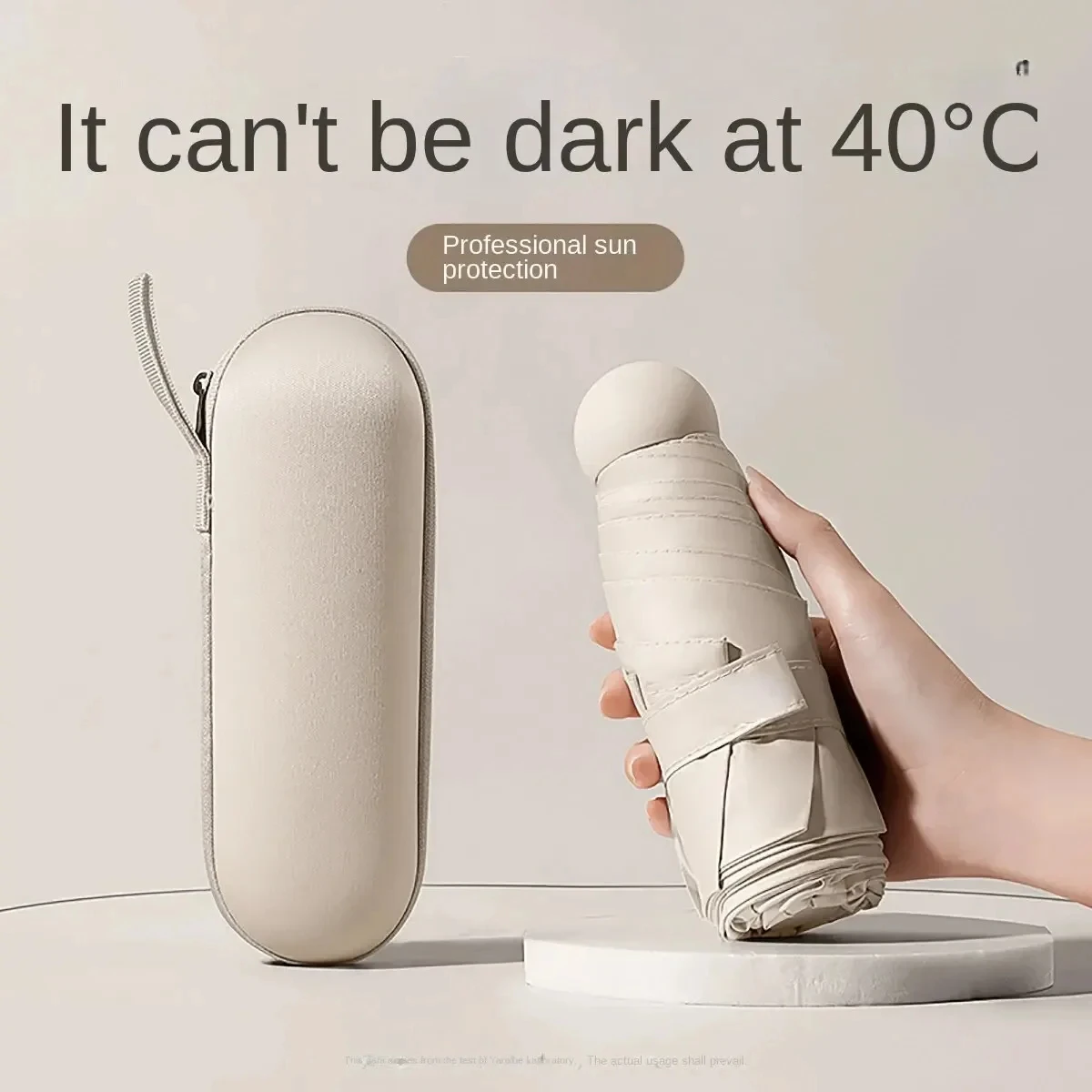 Parapluie à capsules Portable, Mini pare-soleil, protection solaire, poignée en alliage de caoutchouc noir, pliable, double usage Parapluie à capsules Portable, Mini pare-soleil, protection solaire, poignée en alliage de caoutchouc noir, pliable, double usage