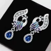 Boucles d&rsquo;oreilles créoles originales en argent Sterling 2025, Zircon bleu, phénix, bijoux de luxe élégants pour femmes, cadeaux d&rsquo;anniversaire, 2025