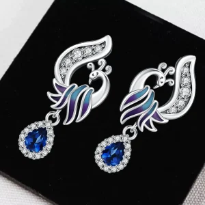 Boucles d&rsquo;oreilles créoles originales en argent Sterling 2025, Zircon bleu, phénix, bijoux de luxe élégants pour femmes, cadeaux d&rsquo;anniversaire, 2025