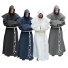 Cape à capuche médiévale pour hommes – Robe longue et ample de couleur unie, Cape de cosplay de randonnée pour LARP et reconstitution historique Cape à capuche médiévale pour hommes – Robe longue et ample de couleur unie, Cape de cosplay de randonnée pour LARP et reconstitution historique