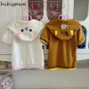 vestes japonaises mignonnes pour femmes, à capuche, manches courtes, vêtements d'extérieur d'été, hauts y2k, tunique à fermeture éclair, manteaux de mode de dessin animé, 2025 ropa mujer