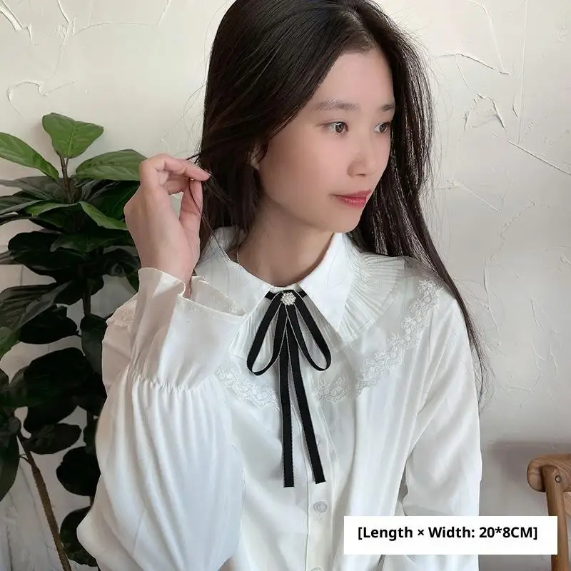 une seule pièce d'épingles de ruban à nœud papillon britannique coréen faites à la main pour femmes, noir – idéal pour le col de chemise blanc de style universitaire une seule pièce d'épingles de ruban à nœud papillon britannique coréen faites à la main pour femmes, noir – idéal pour le col de chemise blanc de style universitaire