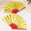 ventilateur laser doré double face de 8/10 pouces, ventilateur de tai chi chinois pliant holographique, ventilateur de kung fu, ventilateurs de décoration de fête pour bar de concert