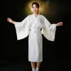 peignoir classique japonais pour femmes et hommes, vêtements de nuit yukata, doublure kimono blanche avec ceinture, performance sur scène, kimono cosplay