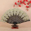 Éventail ancien chinois pliant en plastique, éventail hanfu pour femmes, décoration de maison japonaise, danse noire et rouge, éventail pliant pour fête de mariage