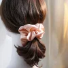 grands chouchous élastiques en soie de mûrier pure 100%, attaches pour cheveux, cordes à gomme, porte queue de cheval pour femmes et filles, accessoires pour cheveux