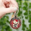 porte clés porte bonheur en alliage de chat rouge, pendentif, motif de chat adorable, style de banlieue à la mode, unisexe, bijoux d'oreille d'animal durables