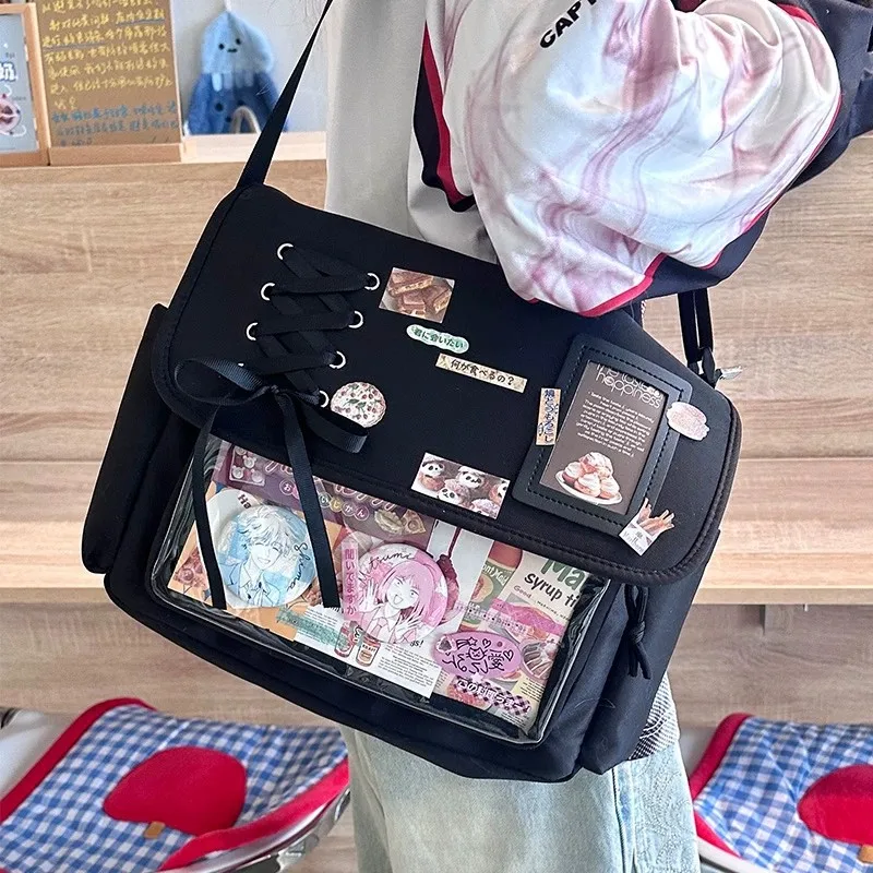 Sac à bandoulière de Style collège japonais pour filles, sac à bandoulière polyvalent décontracté, fourre-tout en toile pour classe d’étudiant Sac à bandoulière de Style collège japonais pour filles, sac à bandoulière polyvalent décontracté, fourre-tout en toile pour classe d’étudiant