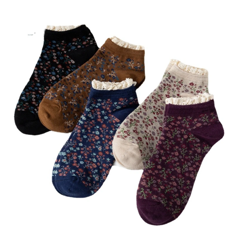 chaussettes japonaises en dentelle pour filles, socquettes rétro florales pour femmes, style coréen, nouvelle collection chaussettes japonaises en dentelle pour filles, socquettes rétro florales pour femmes, style coréen, nouvelle collection