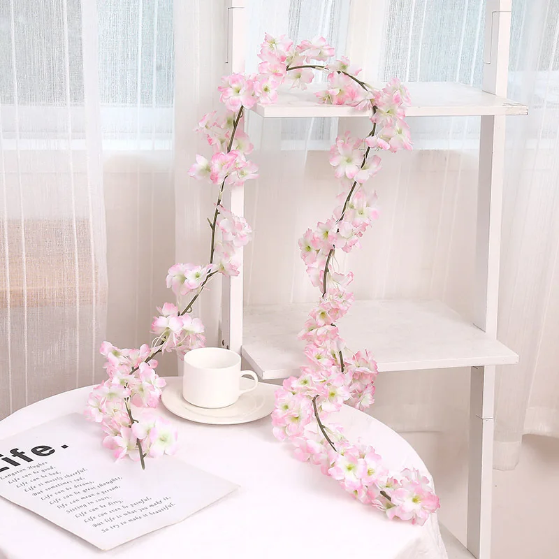 vigne artificielle de sakura, fausses fleurs, arche de vigne, ornement de noël, 180cm vigne artificielle de sakura, fausses fleurs, arche de vigne, ornement de noël, 180cm