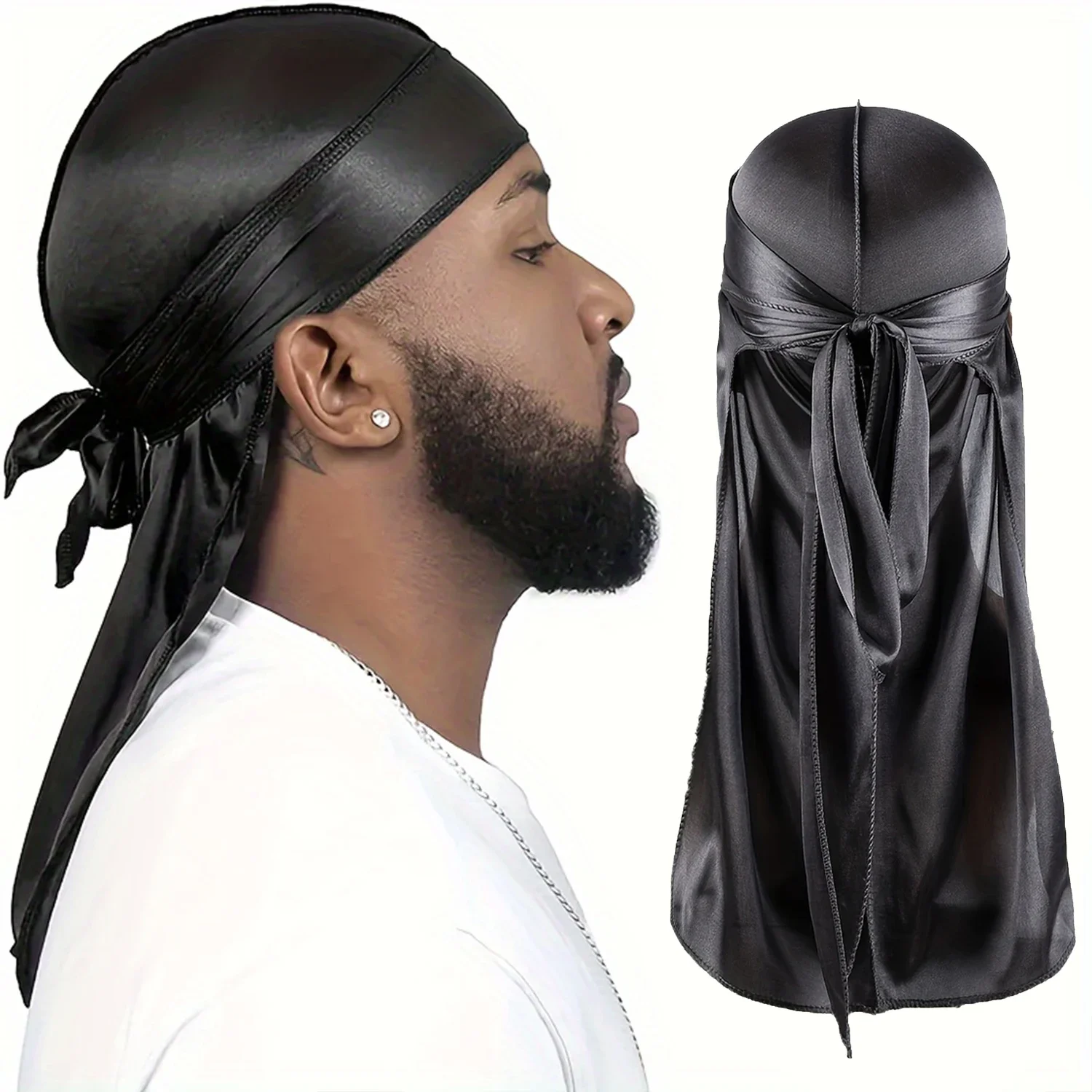 【NOUVEAU】 Bonnet Durag en soie pour hommes, Bandana soyeux Du Rag Doo Rag, casquette ondulée à longue queue 【NOUVEAU】 Bonnet Durag en soie pour hommes, Bandana soyeux Du Rag Doo Rag, casquette ondulée à longue queue