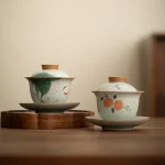 Tasse à thé Gaiwan peinte à la main rétro, four Ge, service à thé unique, sans brûlure, bol d&rsquo;infusion de thé, haut de gamme, ménage, service à thé principal