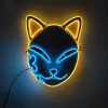 masque néon led demon slayer, décor de carnaval, cosplay anime japonais, clignotant pour la nuit de carnaval, 2025