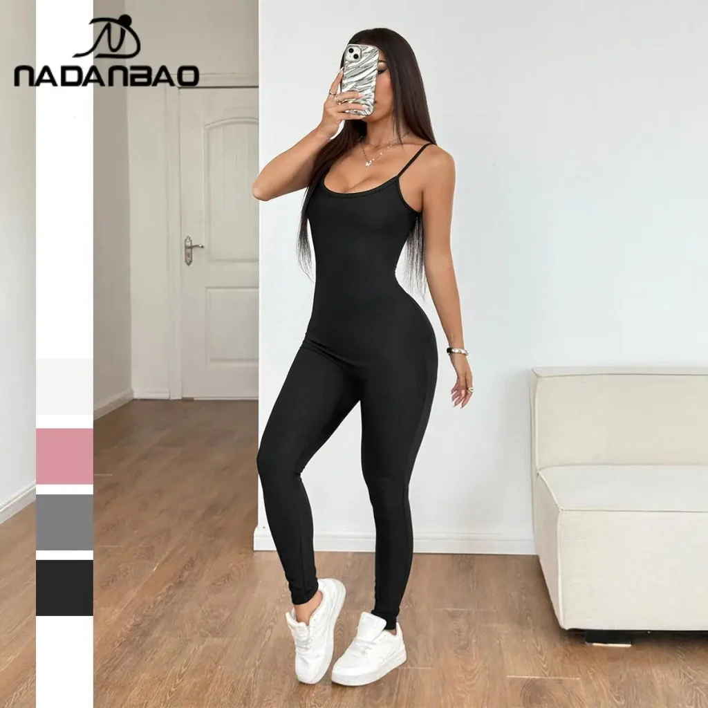 Nadanbao femmes sans manches sport combinaisons noir blanc rose gris Sexy body élastique maigre Yoga costume décontracté Streetwear