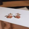 costume de bijoux cerise en cristal strass, tendance, léger, luxe, exquis, collier, boucles d'oreilles, ensemble de collier cerise douce, fête