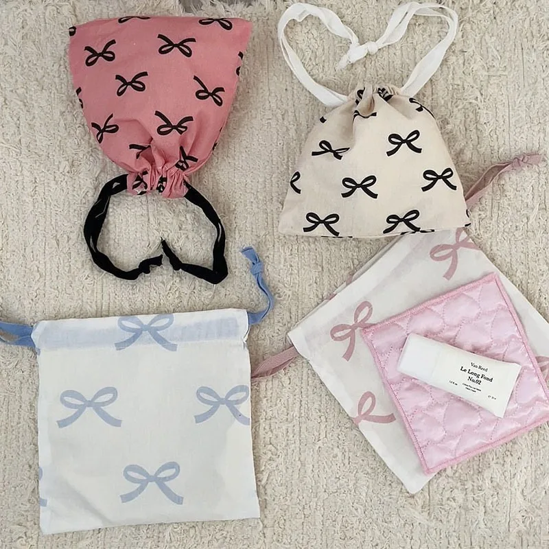 coréen bow proximity wstring poudres mini sac de rangement pour cosmétiques, y2k, sweet kawaii string, mini sac de rangement pour bol coréen bow proximity wstring poudres mini sac de rangement pour cosmétiques, y2k, sweet kawaii string, mini sac de rangement pour bol