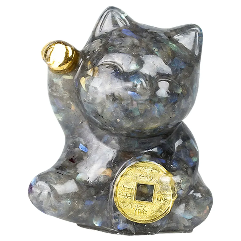 Figurine de Chat Porte-Bonheur Maneki Neko, Statue de Chats d&rsquo;Argent, Décoration pour Mariage et Anniversaire