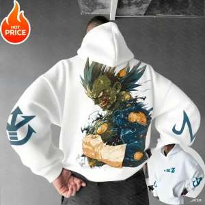 Vegeta Dragon Ball Saiyan Harajuku Streetwear automne hommes Vintage sweat à capuche hiver femmes surdimensionné sweat à capuche à manches longues haut