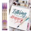 ensemble de stylos pinceaux de calligraphie de couleur rétro, 3 pièces, artisanat de scrapbooking, pointe souple, doublure fine double face, marqueurs de dessin de lettrage artistique