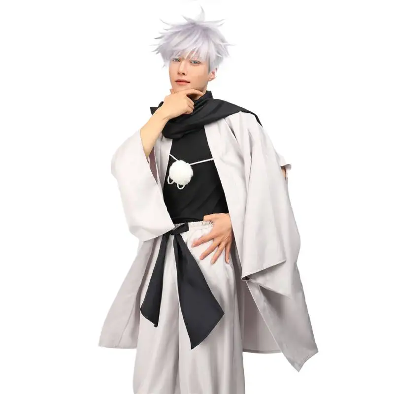 dazcos satoru cosplay haori kimono veste hommes avec écharpe satoru costume tenues pour adultes japon kimono bande dessinée con vêtements de carnaval dazcos satoru cosplay haori kimono veste hommes avec écharpe satoru costume tenues pour adultes japon kimono bande dessinée con vêtements de carnaval