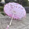 Injgrill-Parapluie en papier à l&rsquo;huile de style chinois pour femme, parapluie japonais, aucun pompon de fleurs, pétale, 82cm