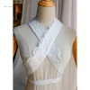 femmes élégantes dentelle à volants perles perlées faux col doux kimono col robe col doublure kimono ceinture accessoires